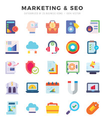 Marketing & Seo icons set. Vector illustration.
