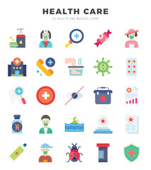 Set of HEALTH CARE icons. Vector Illustration.