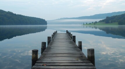 Naklejka premium jetty on the lake 