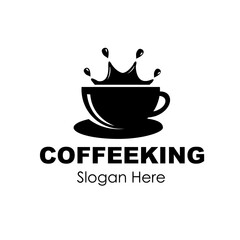 coffee king logo design concept stock vector illustration