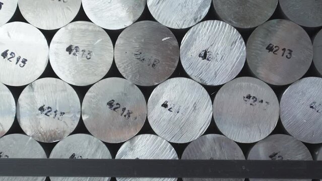 Steel bars and metal industrial factory.Raw materials for heavy industry

