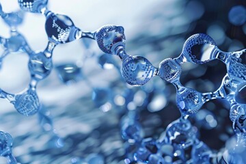 Blue translucent molecular structure on a blue background