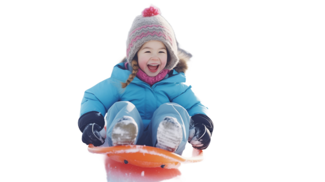 children skiing on transaparent png file