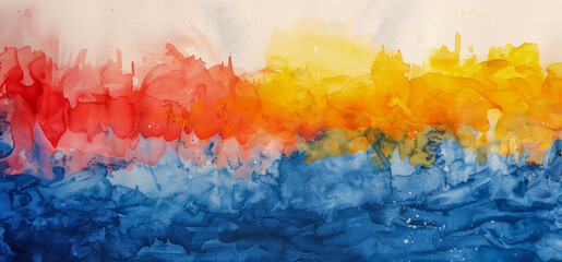 Abstract watercolor painting with vibrant hues