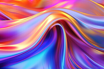 abstract background with smooth lines in blue, orange and purple colors. Generative Ai