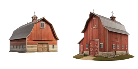set of barn isolated on transparent background