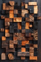 Vibrant wood veneer mosaic  abstract colorful texture background with intricate tile scales