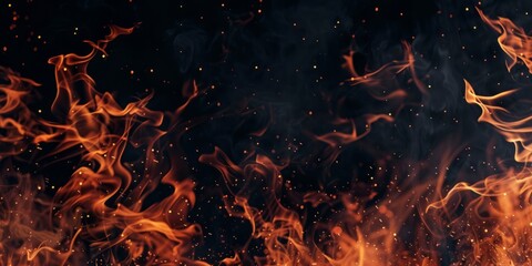 Fototapeta na wymiar Fire flame on a black background. AI generative