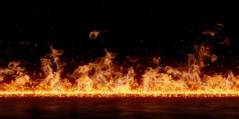 Fire flame on a black background. AI generative