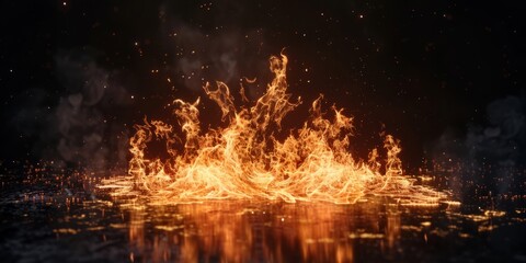 Fire flame on a black background. AI generative - obrazy, fototapety, plakaty