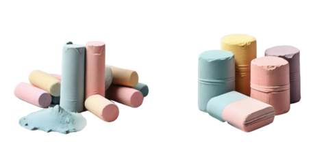 set of chalk isolated on transparent background