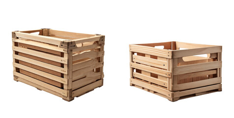 set of crate isolated on transparent background