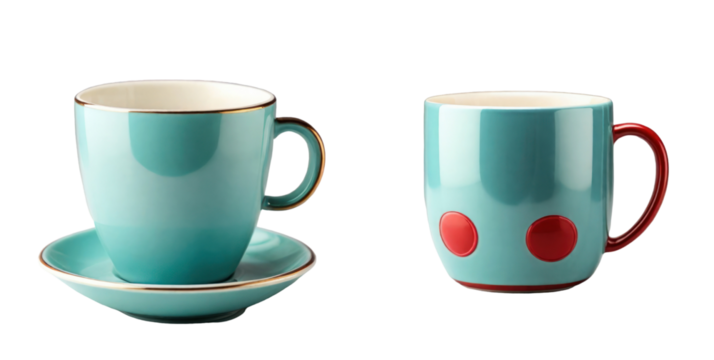 set of cup isolated on transparent background