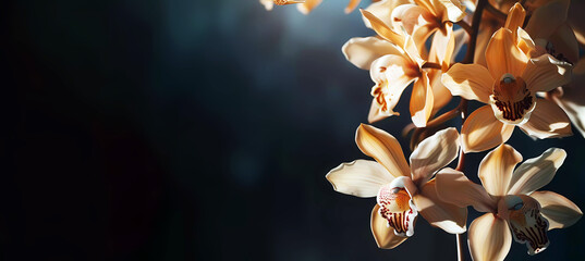 Beautiful orchid flower. Generative ai design concept. - obrazy, fototapety, plakaty