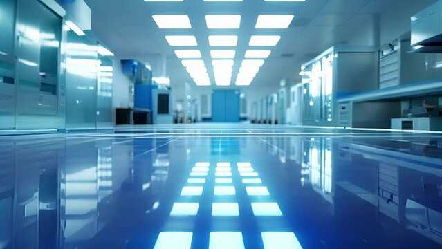 A bright futuristiclooking laboratory where solar panels undergo rigorous testing under simulated environmental conditions to ensure . .
