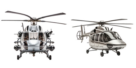 set of helicopter isolated on transparent background