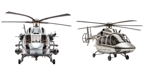 set of helicopter isolated on transparent background