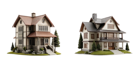 set of house isolated on transparent background