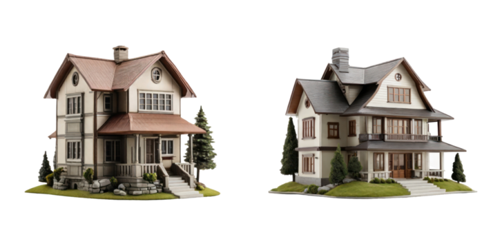 set of house isolated on transparent background