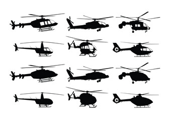 The set of helicopter silhouettes.
 - obrazy, fototapety, plakaty