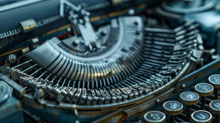 Fototapeta premium Text written on an old typewriter. It is a partly blurred close-up of a resume of a civil engineer who has worked in the sixties in South America. Meant as typewriter text background.