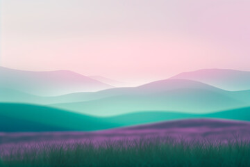 Fototapeta premium Pastel colored hills with gradient, serene landscape abstract.