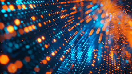 Obraz premium Digital Background Dynamic Blue and Orange Technology, AI, Data, Graphics&nbsp;