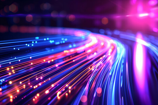 High speed network and fast internet, power data motion technology illustration