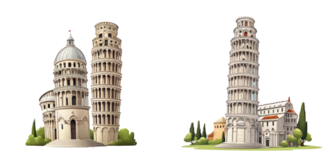 set of pisa isolated on transparent background