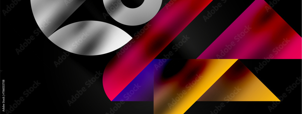 Poster an automotive lighting theme with eyelashlike triangles in shades of violet and magenta on a black b