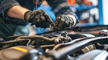 Automotive technician servicing vehicles in repair shop