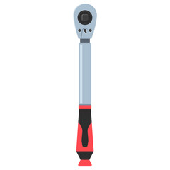 Torque wrench with reversible ratchet vector cartoon illustration isolated on a white background.