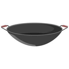 Wok pan vector cartoon illustration isolated on a white background.