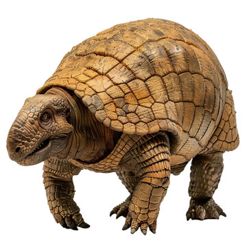 Giant armadillo on transparent background. Ice age megafauna and extinct animals concept. Digital illustration for children, school, study, aid, elements for design 