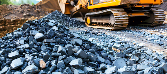 Construction machine and broken gavel. Generative ai design concept art.