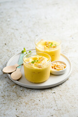 Homemade mango ice cream with coconut