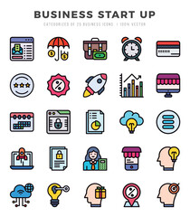 Business Start Up Lineal Color icons collection. Lineal Color icons pack. Vector illustration