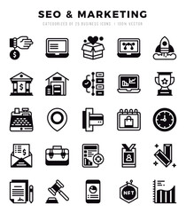 SEO & Marketing icon pack for your website. mobile. presentation. and logo design.