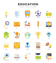 Set of Education Icons. Simple Flat art style icons pack.