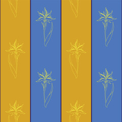 Vector yellow and blue seamless pattern background: Starry Iris.