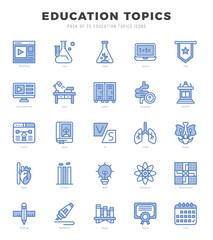 Simple Set of Education Topics Related Vector Two Color Icons.