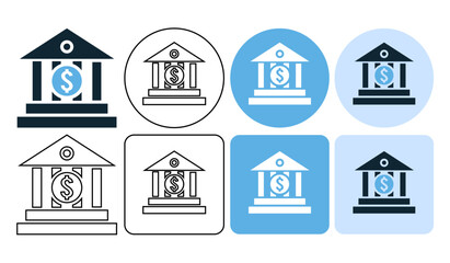 Fototapeta premium bank icon and dollars, institution icon symbol ui and ux design, glyphs and stroke line icon 