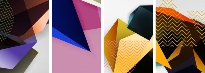 A visually striking collage featuring a rectangle, triangle, and other geometric shapes in various tints and shades on a white background, showcasing creative arts and material properties