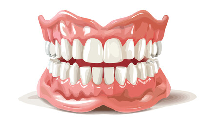 Healthy teeth and dental implant. Realistic vector illustration