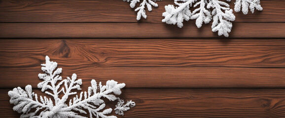 snowflakes on wood background