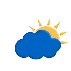 Fototapeta premium sun behind cloud over blue sky. Sun. Cloud. Icon. Logo.