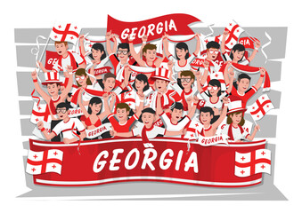 Soccer fans cheering. Georgia team. - 786040940