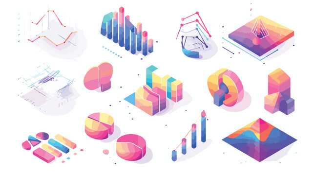 Infographic isometric vector graph elements. 