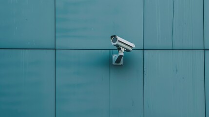 CCTV camera on the wall. Security video surveillance and tracking camera. Closed-circuit television.