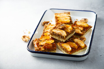 Homemade apple pie with walnut and spices